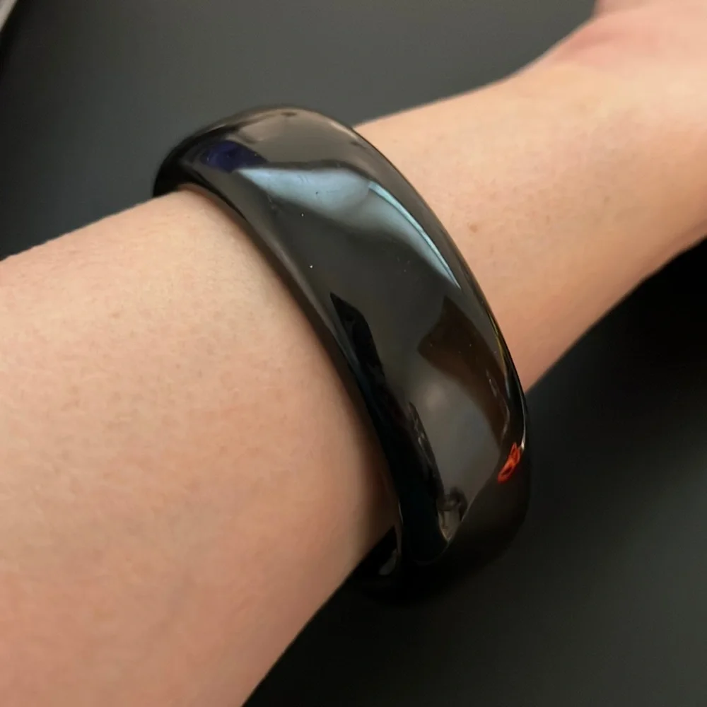 Vintage Black Plastic Bangle Bracelet, Retro, Boho